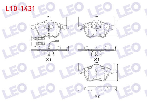 LEO L10-1431 | Fren Balata Ön Fişli Volkswagen Golf IV 1.9 TDI 1997-2005 / 1.8 T 1997-2005 / Bora 1.8 T 1998-2005 / Audi A3 1.6 1996-2003 / A3 1.9 TDI 1996-2003 / Seat N 1.9 TDI 1999-2006 / 1.8 20V 1999-2006