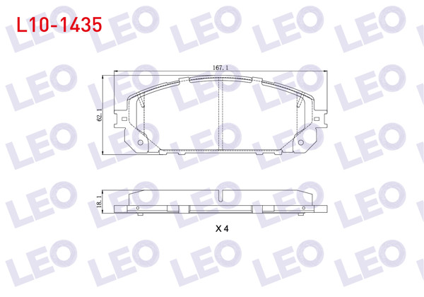 LEO L10-1435 | Fren Balata Ön Tel Delikli Jeep Cherokee (Kl) 2.0 Crd 2014-/ Cherokee (Kl) 3.2 V6 2014 -