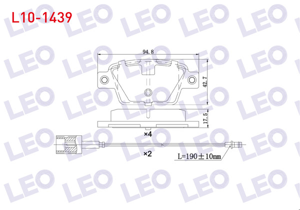 LEO L10-1439 | Fren Balata Çift Fişli Arka Fiat Bravo II (198) 1.6 Mjt 17,3mm 2006 -
