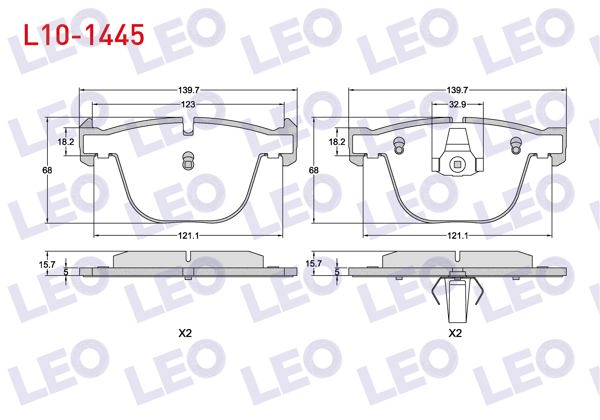 LEO L10-1445 | Fren Balata Arka BMW 5 Serisi Gran Turısmo (F07) 520 D 2009 -