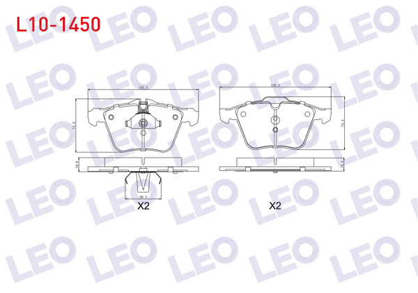 LEO L10-1450 | Fren Balata Ön Volvo S60 II 1.6 2010-/ S60 II 2.0 2010-/ S60 II 2.0 D 2010-/ S80 II T5 2006-/ V70 III 1.6 T4f 2006-/ Xc 70 II D3 2007-/ Ford S-Max 2.0 2006-/ Jaguar S-Type 2.5 V6 1999-2009