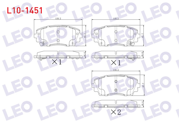 LEO L10-1451 | Fren Balata Ön Ikazlı Kia Picanto (Ta) 1.1 2011-/ Picanto (Ta) 1.25 2011 -