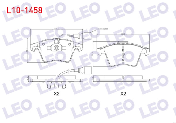 LEO L10-1458 | Fren Balata Ön Fişli Volkswagen Touareg 3.2İ V6 2002-2010 / Touareg 2.5 R5 TDI 2002-2010 / Touareg 3.0 V6 TDI 2002-2010 / Porsche Cayenne 3.6İ 2010-/ Porsche Cayenne 3.0 TDI 2002-2010