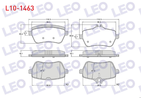 LEO L10-1463 | Fren Balata Arka Mercedes S Serisi (W222,V222,X222) S 350 D 2013-/ S 400 Hybrıd 2013-/ S 500 2013-/ S 600 2013-/ Sl (R231) 350 2012-/ 500 2012 -