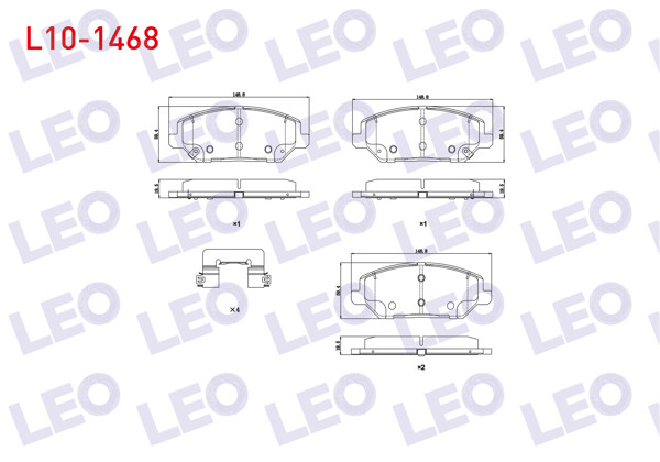 LEO L10-1468 | Fren Balata Ön Ikazlı Tel Delikli Hyundai i30 (Pde, Pd) 1.6 CRDI 2016-/ i30 (Pde, Pd) 1.4 Mpı 2016-/ Kia Ceed 1.6 CRDI 2006-2012