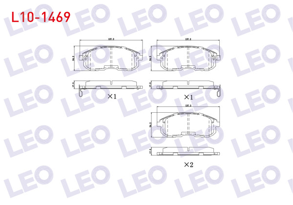 LEO L10-1469 | Fren Balata Ön Ikazlı Tel Delikli Nissan Juke 1.5 DCI 2010-/ Juke 1.6 Dıg-T 2010-/ Juke 1.6 2010-/ Maxıma (J30) 3.0İ V6 1988-1994 / 200 Sx (S13) 1.8 1988-1994