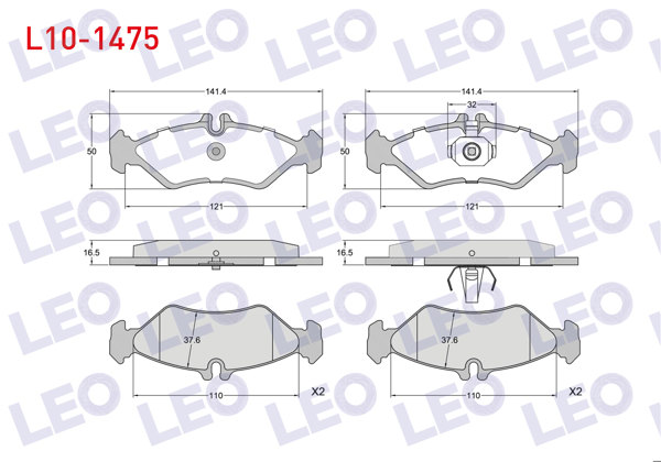 LEO L10-1475 | Fren Balata Arka Mercedes Sprinter 2T (901,902) 210 D 1995-2006 / Sprinter 2T (901,902) 208 D 1995-2006