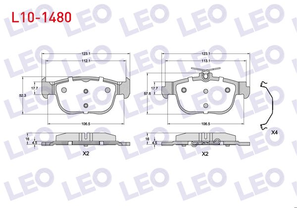 LEO L10-1480 | Fren Balata Arka 272mm Disk VW Golf VIII-Caddy V 2020-/ Skoda Octavia IV (Nx3) 2020-/ Seat N (Kl1) 2019-/ Audi A3 Sportback (8Ya) 2019 - | 1 Adet