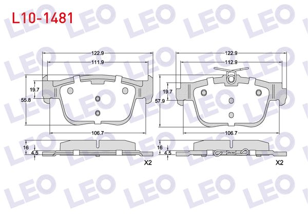 LEO L10-1481 | Fren Balata Arka 300mm Disk VW Golf VIII-Caddy V 2020-/ Skoda Octavia IV (Nx3) 2020-/ Seat N (Kl1) 2019-/ Audi A3 Sportback (8Ya) 2019-/ Cupra Formentor 1.5 TSI 2020 - | 1 Adet