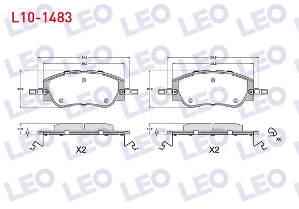 LEO L10-1483 | Fren Balata Ön Peugeot 208 II 2019-/ 2008 II 2019-/ Citroen C4 III 2020-/ C4 X 2022 -