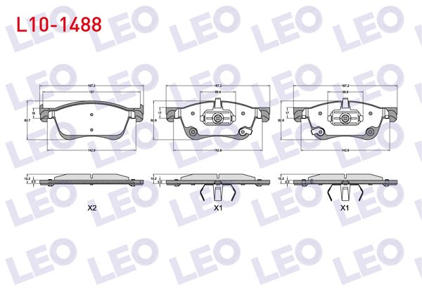 LEO L10-1488 | Fren Balata Ön Nissan Qashqai III (J12) 1.3 Dıg-T 2021-/ Renault Austral TCE 130,140 2022-/ Kangoo 2021 -