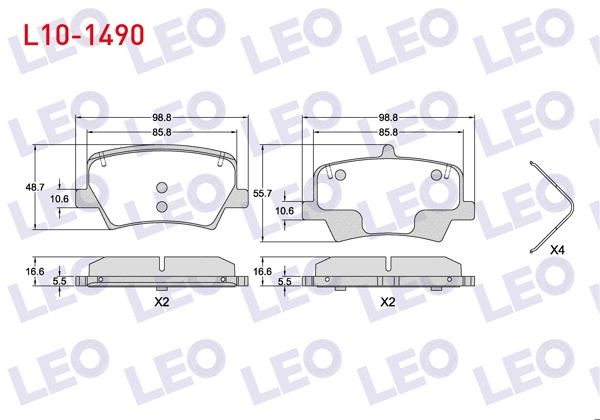 LEO L10-1490 | Fren Balata Arka Volvo Xc40 1.5 T3 2018-/ Xc40 2.0 D3 2018-/ Xc40 2.0 D4 2018 -