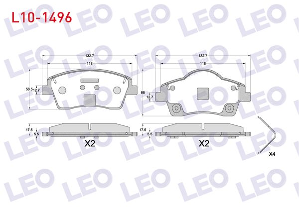 LEO L10-1496 | Fren Balata Ön Volvo Xc40 1.5 T3-2.0 D3-2.0 D4 16 Jant Disk Çapı 296mm 2018 - | 1 Adet