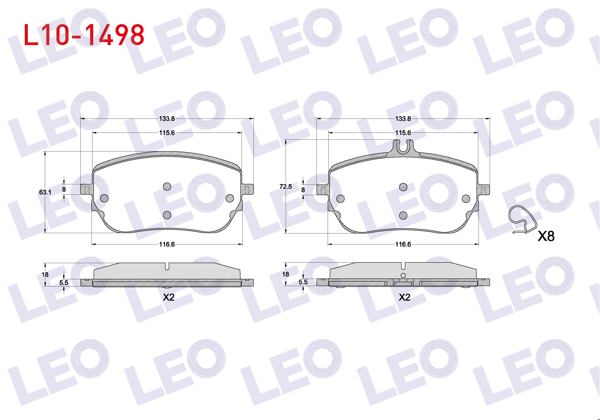 LEO L10-1498 | Fren Balata Ön Mercedes A 180 D-200 (W177) 2018-/ CLA 18 D-200 (C118) 2019 -