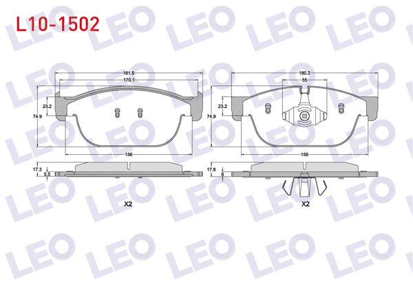 LEO L10-1502 | Fren Balata Ön Volvo Xc90 II 2.0 D5 2015-/ Xc90 II 2.0 T8 Hybrıd 2015-/ S90 II 2.0 D5 2016-/ V90 II 2.0 D5 2016-/ Xc60 2.0 D4 2015 -