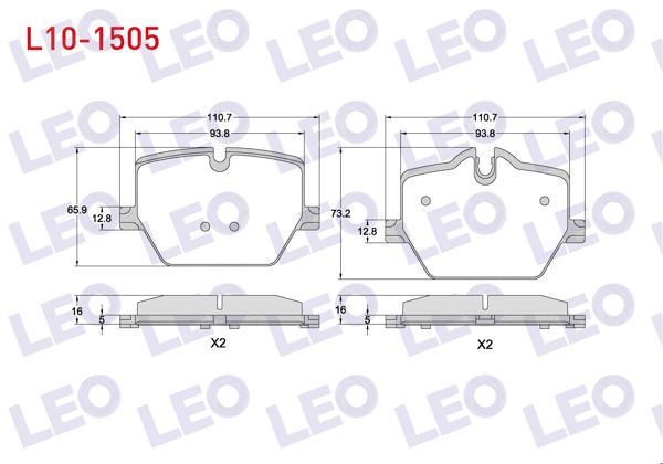 LEO L10-1505 | Fren Balata Arka Ikazlı BMW 3 Serisi (G20) 2018-/ 4 Serisi (G22) 2019-/ Z4 (G29) 2019 -