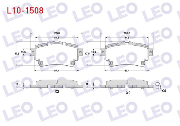 LEO L10-1508 | Fren Balata Arka Toyota Corolla 2019-/ Rav 4 V 2018-/ Yaris Cross 2020 -