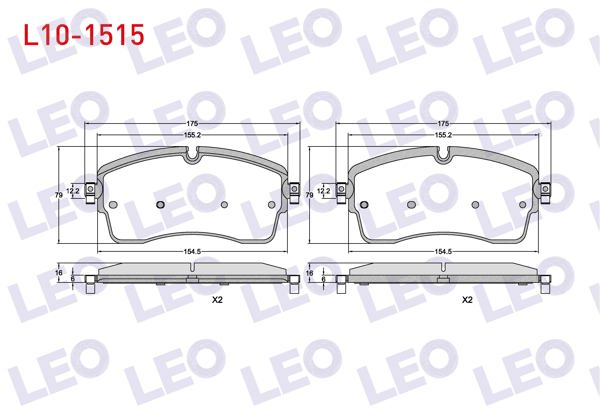 LEO L10-1515 | Fren Balata Ön Land Rover Discovery V (Lr) 2.0 D 2016-/ Discovery V (Lr) 3.0 2016-/ Jaguar E-Pace 2.0 Awd 2017 -