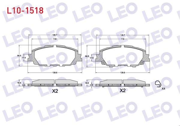 LEO L10-1518 | Fren Balata Ön Toyota Corolla 2020-/ Yaris Cross 2022 -
