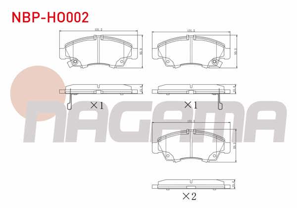 NAGAMA NBP-HO002 | Fren Balata Ön Ikazlı Honda Civic VI 1.4İ 1995-2001 / Civic VI 1.5İ 1995-2001 / City 1.4İ 2006-/ Jazz II (Gd) 1.4İ 2002-2004