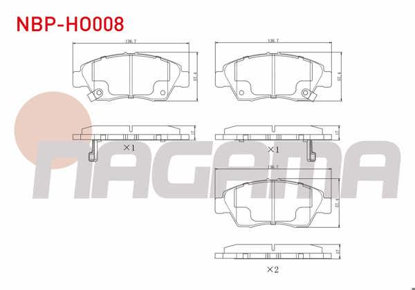NAGAMA NBP-HO008 | Fren Balata Ön Ikazlı Honda Civic VI 1.6İ 1995-2001 / Civic VI 1.5İ 1995-2001 / Civic VI 1.6 I-Vtec 1995-2001