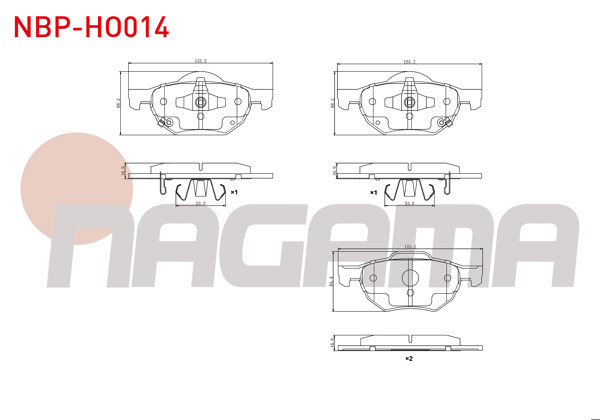 NAGAMA NBP-HO014 | Fren Balata Ön Ikazlı Honda Accord VIII (Cu) 2.0 I-Vtec-2.2 I- CDTI-2.4 I-Vtec 2003-2008