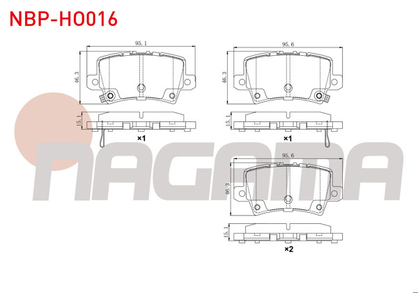 NAGAMA NBP-HO016 | Fren Balata Arka Ikazlı Honda Civic VIII 1.4 2005-2012 / Honda Civic VIII 1.8 2005-2012