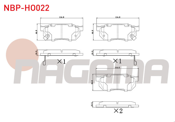 NAGAMA NBP-HO022 | Fren Balata Ön Ikazlı Honda Civic V 1.3 1992-1995 / Integra (Da) 1.8İ 16V 1985-1993 / Integra (Da) 1.6 1985-1993 / Prelude II 1.8 1983-1987