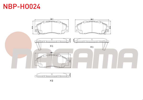 NAGAMA NBP-HO024 | Fren Balata Ön Ikazlı Honda Accord IV-V-VI 1.6İ 2.0İ 16V 1990-1993-1997 / Accord VI 1.6İ 2.0İ Ls 1997-2003 / Hr-V (Gh) 1.6 1999-/ Cr-VI 2.0İ 16V 1995-2002 / Integra 2.0İ 16V 2001 -