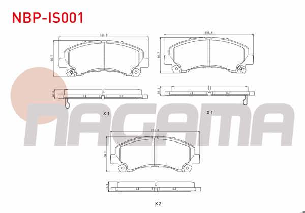 NAGAMA NBP-IS001 | Fren Balata Ön Ikazlı Isuzu D-Max (8Dh) 2.5 D-2.5 Dıtd-3.0 D 2009 -