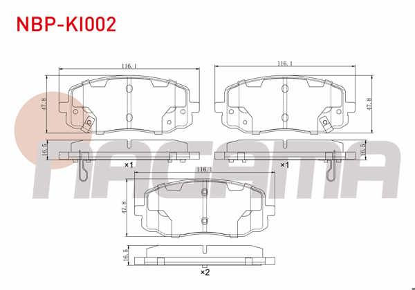 NAGAMA NBP-KI002 | Fren Balata Ön Ikazlı Kia Picanto (Ba) 1.25 2004-2011 / Picanto (Ba) 1.1İ 2004-2011 / Hyundai i10 (Pa) 1.1İ 12V 2008-2013 / i10 (Ba) 1.0 D-Cvvt 2013-/ i10 (Ba) 1.2 D-Cvvt 2013 -