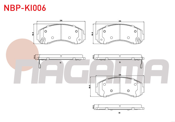 NAGAMA NBP-KI006 | Fren Balata Ön Ikazlı Kia K2500 2.5 D 2003-/ Bongo K2500 2.4 D 2003-/ Bongo K2500 2.5 Tcı 2003 -