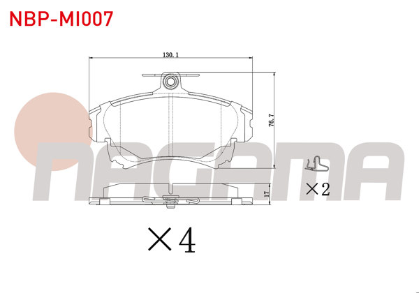 NAGAMA NBP-MI007 | Fren Balata Ön Ikazlı Volvo S40 I 1.6İ 16V 1995-2003 / 1.8İ 16V 1995-2003 / 1.9 TD 1995-2003 / Mitsubishi Carisma 1.9 Dıd 1995-2006 / Colt VI 1.3İ-1.5İ 15 Jant 2002-2012