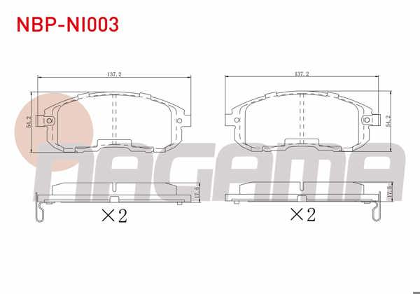 NAGAMA NBP-NI003 | Fren Balata Ön Ikazlı Nissan Juke 1.5 DCI 2010-/ Juke 1.6 Dıg-T 2010-/ Juke 1.6 2010 -