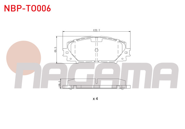 NAGAMA NBP-TO006 | Fren Balata Ön Toyota Yaris (P9) 1.0 Vvt-I 2006-2010 / Yaris (P9) 1.33 Vvt-I 2006-2010