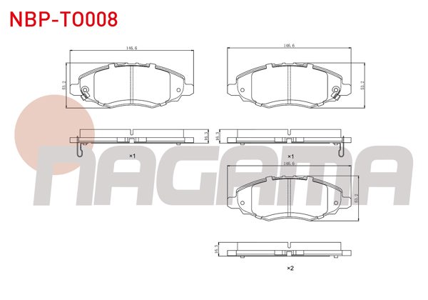 NAGAMA NBP-TO008 | Fren Balata Ön Ikazlı Toyota Hı-Lux Pick Up 2.5 D 2005-2011 / Hı-Lux Pick Up 2.5 D-4D 2005-2011