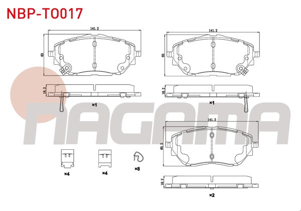 NAGAMA NBP-TO017 | Fren Balata Ön Ikazlı Toyota C-Hr (_X1_) 1.8 Hybrid 2016 -