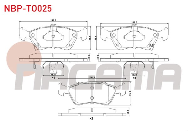 NAGAMA NBP-TO025 | Fren Balata Ön Ikazlı Toyota Avensis (T22) 1.6İ 1997-2003 / Avensis (T22) 2.0İ 1997-2003 / Avensis (T22) 2.0 D-4D 1997-2003