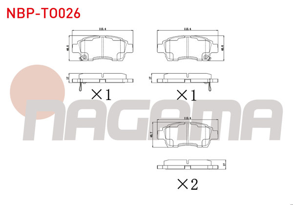 NAGAMA NBP-TO026 | Fren Balata Ön Ikazlı Toyota Yaris (_Cp10) 1.0İ 1999-2005 / Yaris (_Cp10) 1.3İ 1999-2005