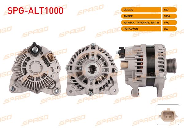 SPAGO SPG-ALT1000 | Alternatör 12V 185A 7Pk (Alt5340) Master III 10-25-Megane III IV-Fluence 13-15 (1.6 2.3 DCI Araclar İçin)