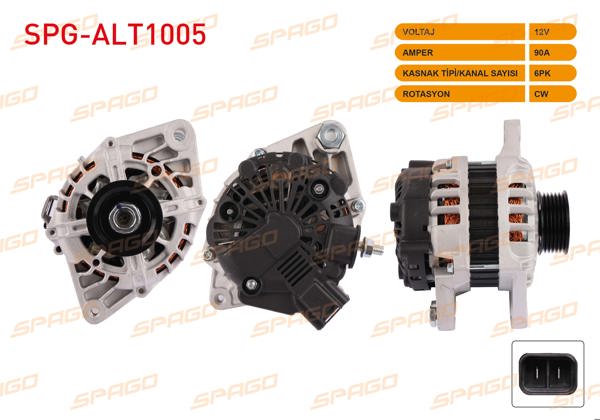 SPAGO SPG-ALT1005 | Alternatör 12V 90A 6Pk (Alt8912) Accent 10-18- i20 08-15- i30 08-12 / Ceed 06-12-Cerato 04-13 (Benzinli Araclar İçin)