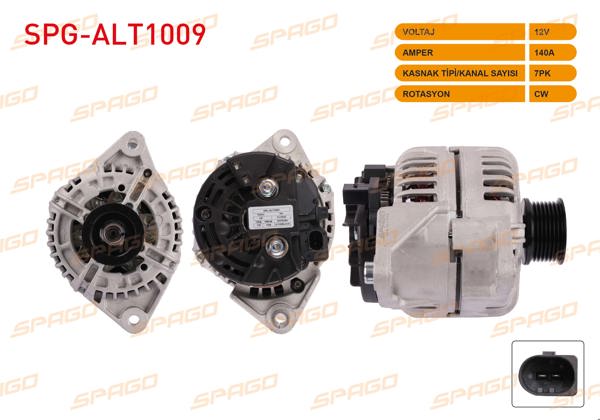 SPAGO SPG-ALT1009 | Alternatör 12V 140A 7Pk (Alt3922) Ducato 2.3 JTD 06-/ Daily 35-45-50-55-60-65 2.3Td-3.0Td 06-11