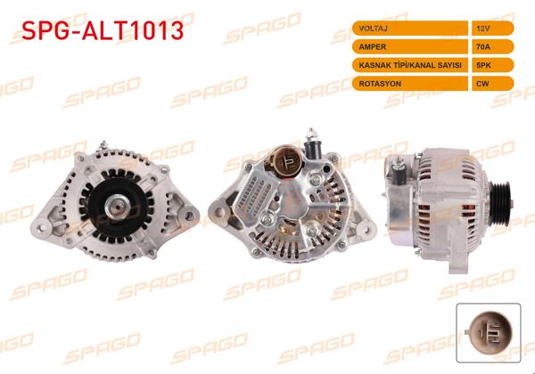 SPAGO SPG-ALT1013 | Alternatör 12V 70A 5Pk (Alt946) Toyota Corolla (E9) 1.6 87-93