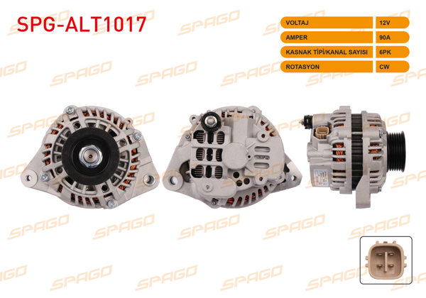 SPAGO SPG-ALT1017 | Alternatör 12V 90A 6Pk (Alt532) Honda Civic VII 1.4İ-1.6İ 00-06