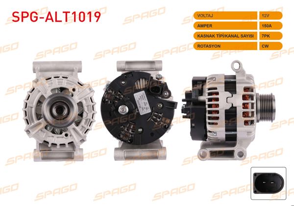 SPAGO SPG-ALT1019 | Alternatör 12V 150A 7Pk (Alt2400) Ford Transit (V363) 2.2 TDCI 14 -