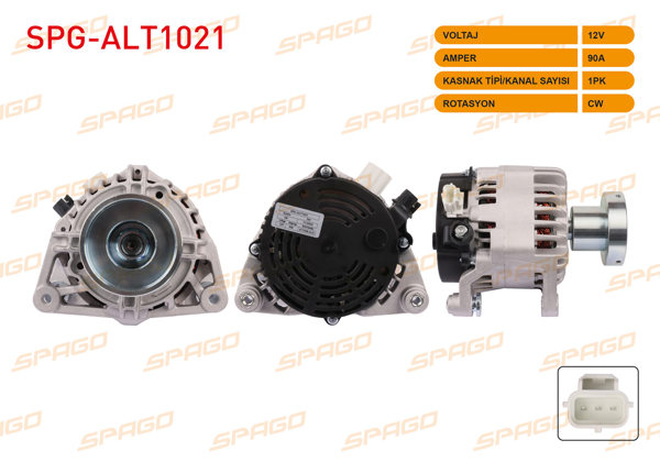 SPAGO SPG-ALT1021 | Alternatör 12V 90A (Alt722) Ford Focus I 1.8 TDCI 98-04