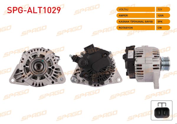 SPAGO SPG-ALT1029 | Alternatör 12V 120A 5Pk (Alt8920) Accent 02-10- i30 07-12 / Rio 05-11-Ceed 06-12 (Dizel Araclar İçin)