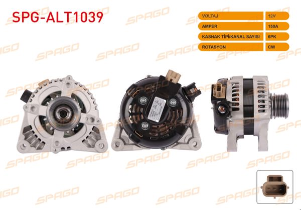 SPAGO SPG-ALT1039 | Alternatör 12V 150A 6Pk (Alt3110) Focus II 04-12-Fiesta 04-08-Kuga 08-12 (1.6 2.0 TDCI Araclar İçin)