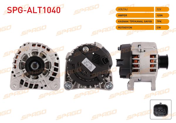 SPAGO SPG-ALT1040 | Alternatör 12V 125A 7Pk (Alt873) Megane II-Scenic II-Laguna II (1.9 DCI 2.0 Benzinli Araclar İçin)