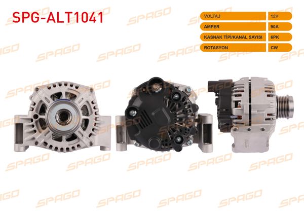 SPAGO SPG-ALT1041 | Alternatör 12V 90A 6Pk (Alt442) Doblo-Fiorino-Egea-Linea / Astra H-Corsa C-Combo (1.3 Dizel Araclar İçin)